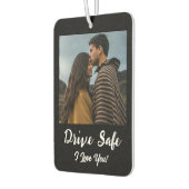 ドライブ安全、私はあなたを愛して – 黒いカスタム写真 カーエアーフレッシュナー (左)