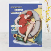 ドライブ熱狂するレトロユーモアあいさつカード カード (黄色い花)