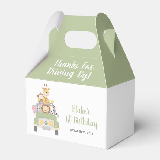 ドライブ用の最初の誕生日感謝していアニマルサファリ フェイバーボックス (裏面サイド)