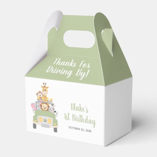 ドライブ用の最初の誕生日感謝していアニマルサファリ フェイバーボックス (正面サイド)