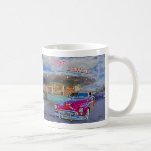 ドライブ・インの赤いbuick コーヒーマグカップ