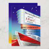 ドライブ・イン映画テーマの招待状 招待状 (正面/裏面)