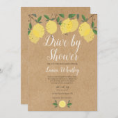ドライブ バイ ベイビー シャワー ラスティック レモン 招待状 (正面/裏面)