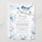 ドライブbyスイートバードブルーフローラボーイベビーシャワー 招待状 (正面)