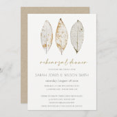 ドライベイン金ゴールド葉ラストリハーサルディナー招待状 サンキューカード (正面/裏面)