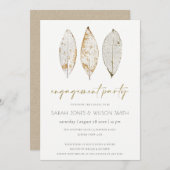 ドライベ素朴イン金ゴールドさび葉婚約招待状 サンキューカード (正面/裏面)