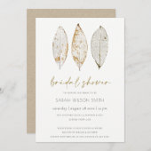 ドライベ素朴イン金ゴールドリーフブライダルシャワー招待状 サンキューカード (正面/裏面)