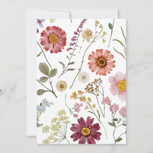 ドライボホワイルドフラワーズ誕生日ガール 招待状 (裏面)