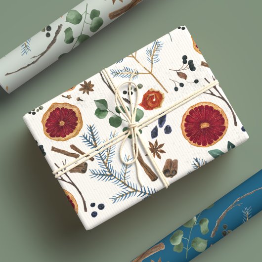 ドライボ素朴タニカルウッドシーウィンターホリデー ラッピングペーパーシート