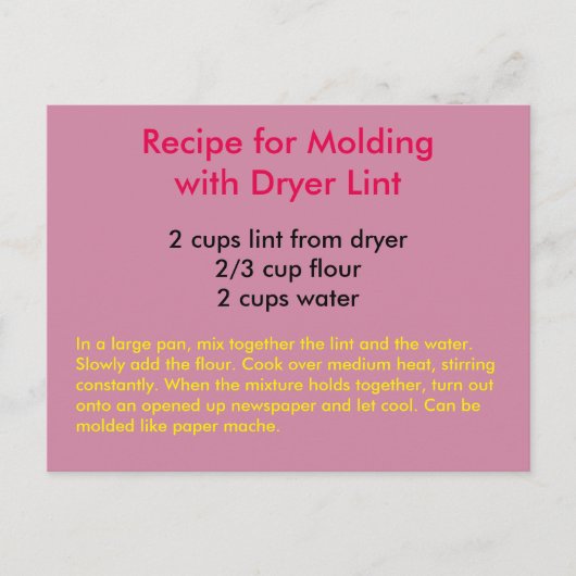 ドライヤーライン葉書き付き成形レシピ ポストカード (正面)