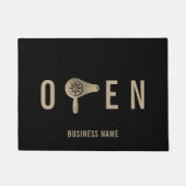 ドライ吹バーヘアサロンオープンウェルカム ドアマット (正面)