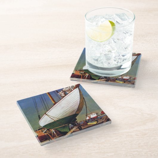 ドライ波止場バイジョンアサートン ガラスコースター (アングル)