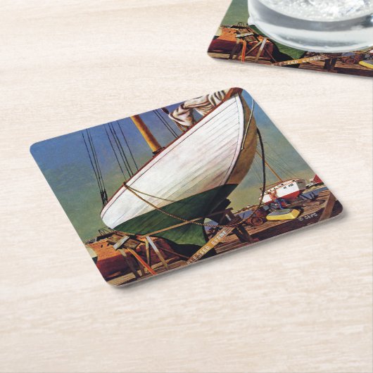 ドライ波止場バイジョンアサートン スクエアペーパーコースター (アングル)