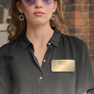 ドライ消去の再利用可能なハローブラシ仕上げ銅金属ルック 名札