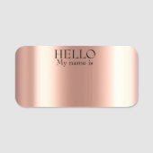 ドライ消去の再利用可能なHelloバラ金ゴールドメタルルック 名札 (正面)