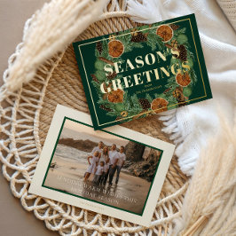 ドライ素朴ドオレンジパインフォトホリデー金ゴールド 箔シーズンカード