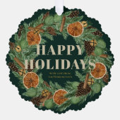 ドライ素朴ドオレンジパインリースキープサキーグリーン オーナメントカード (正面)