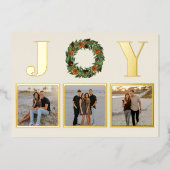 ドライ オレンジ ジョイ パイン wreath マルチ フォト ゴールド 箔シーズンカード (正面)