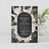 ドライ パーム ボーホー パンパス フラワーズ ブラック ブライズ シャワー 招待状 (スタンド正面)