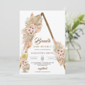 ドライ パーム リーフ パンパス グラス ブランチ アンド バブル 招待状 (スタンド正面)