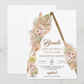 ドライ パーム リーフ パンパス グラス ブランチ アンド バブル 招待状 (正面/裏面)