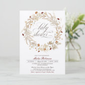 ドライ フローラル ワイルドフラワーズ オータム フォール ベイビー シャワー I 招待状 (スタンド正面)