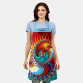 ドラカラフルゴンスパパーソナライズされたイラル エプロン (着用した状態)