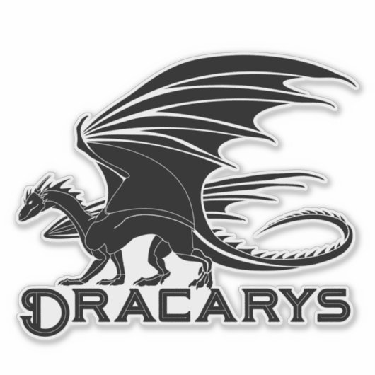 ドラカリスの黒いドラゴンのシルエットステッカー シール (正面)