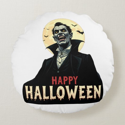 ドラキュラがお前に夜を不気味祈る ラウンドクッション (正面)