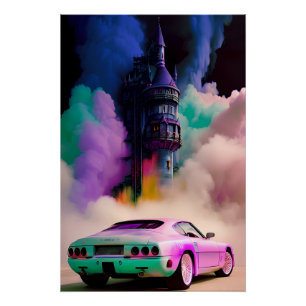 ドラキュラがスポーツカーを運転 – Ken Gage Art ポスター