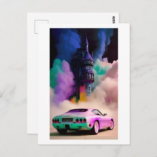 ドラキュラがスポーツカーを運転 – Ken Gage Art ポストカード (正面/裏面)