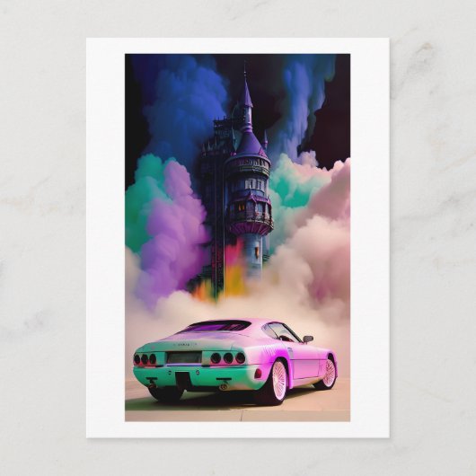 ドラキュラがスポーツカーを運転 – Ken Gage Art ポストカード (正面)