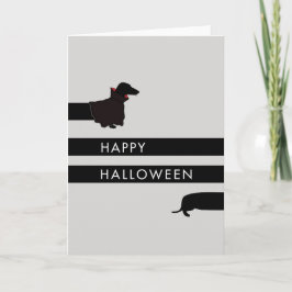 ドラキュラのおもしろいなダックスフントハロウィン カード