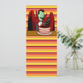 ドラキュラの吸血鬼の漫画のハロウィンの誕生日 カード (スタンド正面)