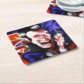 ドラキュラは血を飲みます スクエアペーパーコースター (アングル)