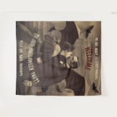 ドラキュラキスをするハロウィーンフォトブース背景 タペストリー (正面(横))