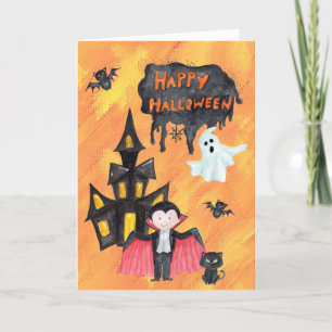 ドラキュラハ幽霊のよく出るウスキッズハロウィーン カード