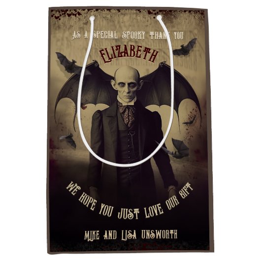 ドラキュラビクトリアンゴシックハロウィーン ミディアムペーパーバッグ (正面)