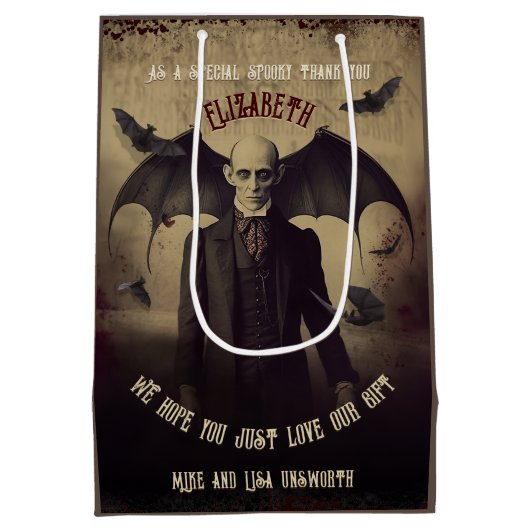 ドラキュラビクトリアンゴシックハロウィーン ミディアムペーパーバッグ (裏面)