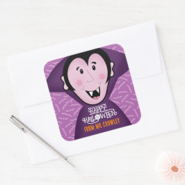 ドラキュラヴァンパイアこうもりハロウィンパープルこうもり スクエアシール