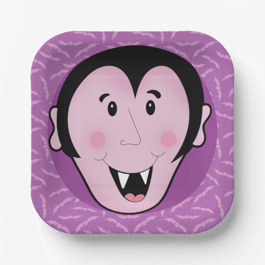 ドラキュラヴァンパイアこうもりハロウィンパープルこうもり ペーパープレート (正面)