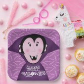 ドラキュラヴァンパイアこうもりハロウィンパープルこうもり ペーパープレート (パーティー)