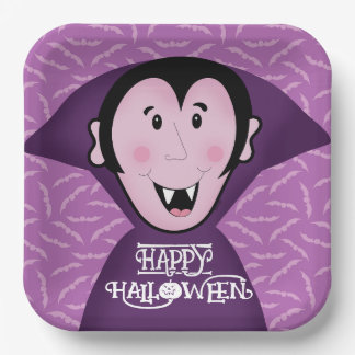 ドラキュラヴァンパイアこうもりハロウィンパープルこうもり ペーパープレート