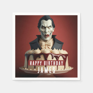 ドラキュラヴァンパイアをテーマにしたクリームケーキ – 誕生日 スタンダードカクテルナプキン
