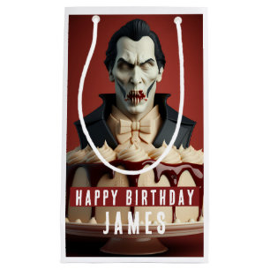 ドラキュラヴァンパイアをテーマにしたクリームケーキ – 誕生日 スモールペーパーバッグ