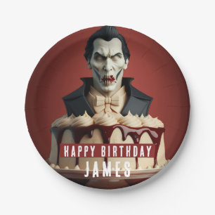 ドラキュラヴァンパイアをテーマにしたクリームケーキ – 誕生日 ペーパープレート