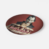 ドラキュラヴァンパイアをテーマにしたクリームケーキ – 誕生日 ペーパープレート (アングル)