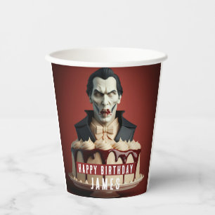 ドラキュラヴァンパイアをテーマにしたクリームケーキ – 誕生日 紙コップ