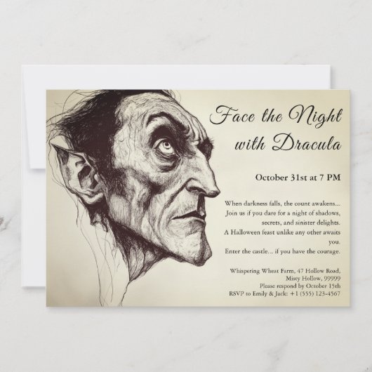 ドラキュラヴァンパイアハローウィンパーティ招待状 招待状 (正面)