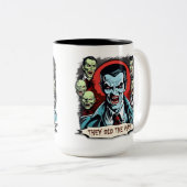 ドラキュラヴァンパイアレトロホラー漫画グラフィック ツートーンマグカップ (正面右)